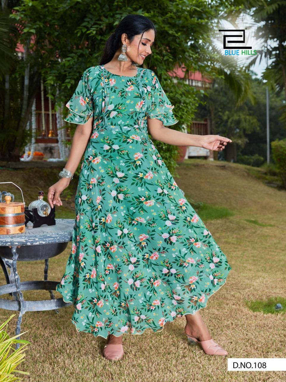 Blue Hills Big Bull 3 Ethnic Wear Fancy Designer Chiffon Digital Print  Anarkali Kurti Collection